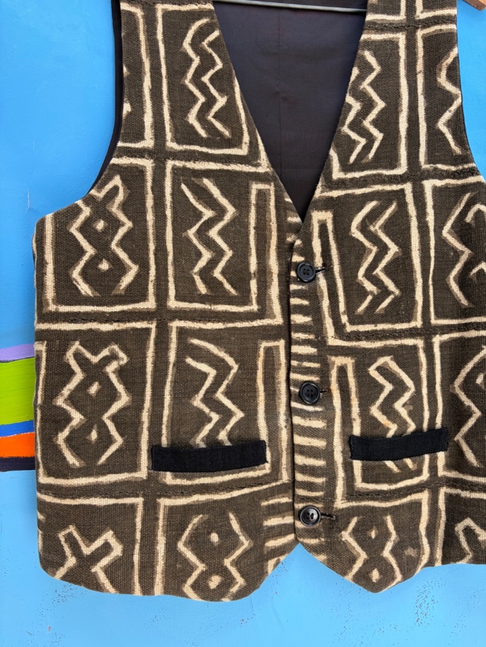 Graphic African Mud Cloth Vest - Picture 3 of 10